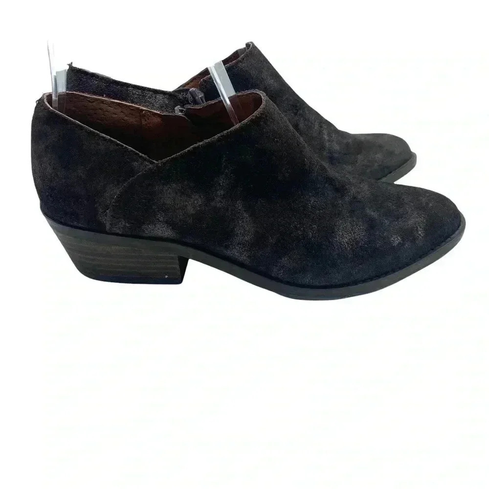 Lucky Brand Ferryn rodeo Leather Metallic Shimmer Zipper ankle boot bootie 7